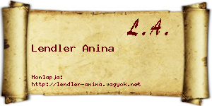 Lendler Anina névjegykártya